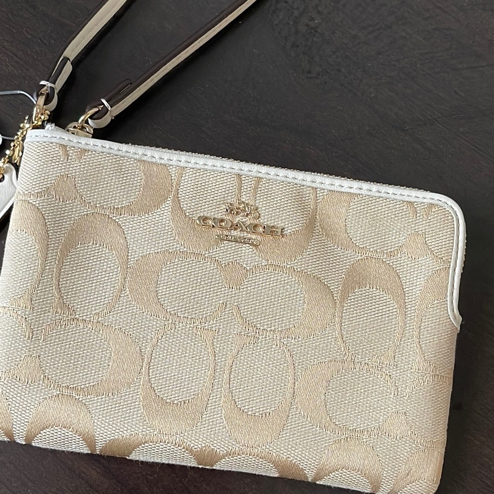 Coach Light Khaki Chalk Wristlet